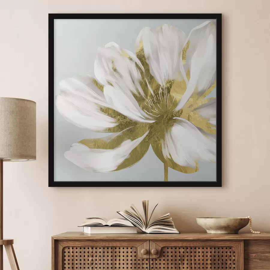 Fototapete Große abstrakte Blume auf blauem Hintergrund f26121