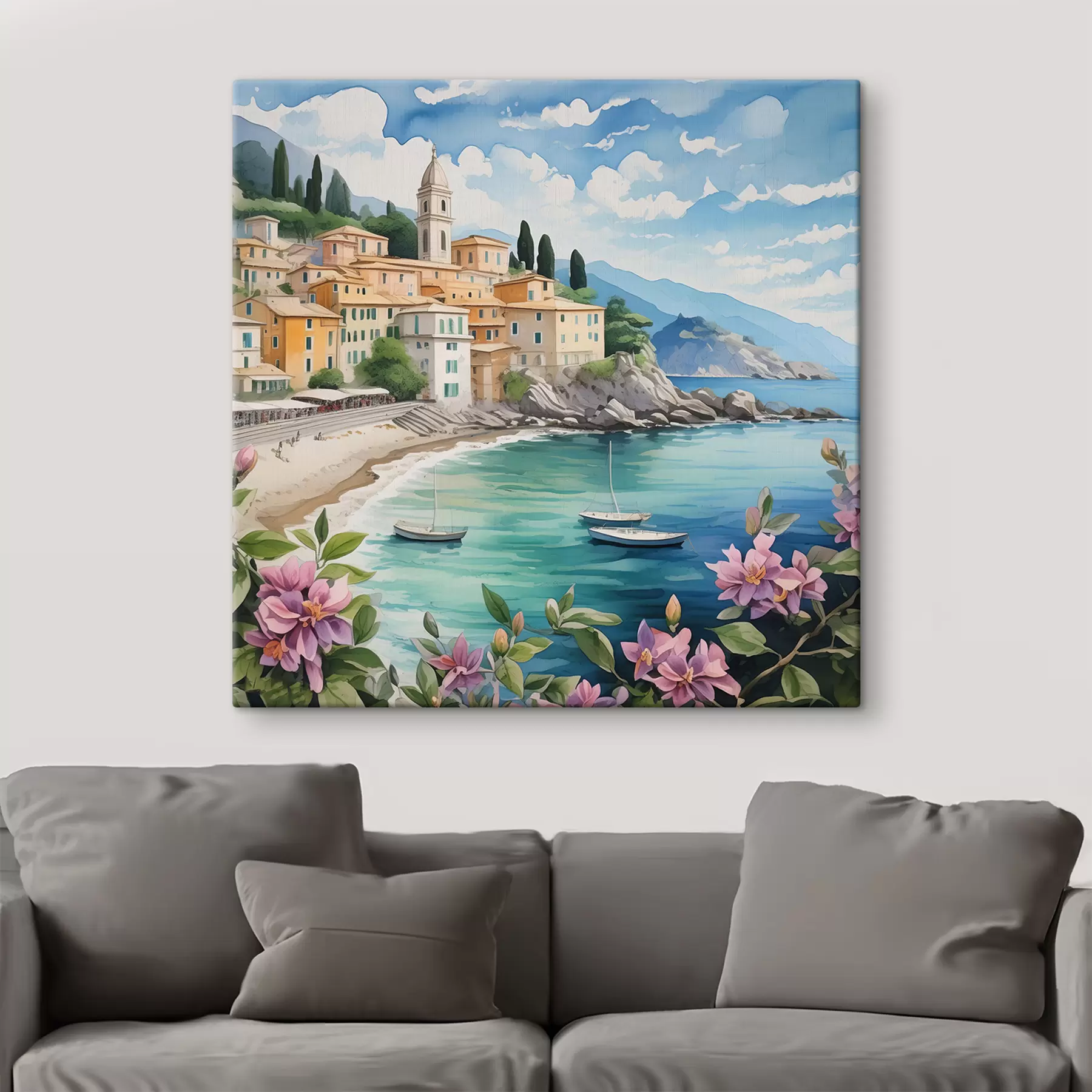 Fototapete eine Stadt am Meer im Sommer s39299