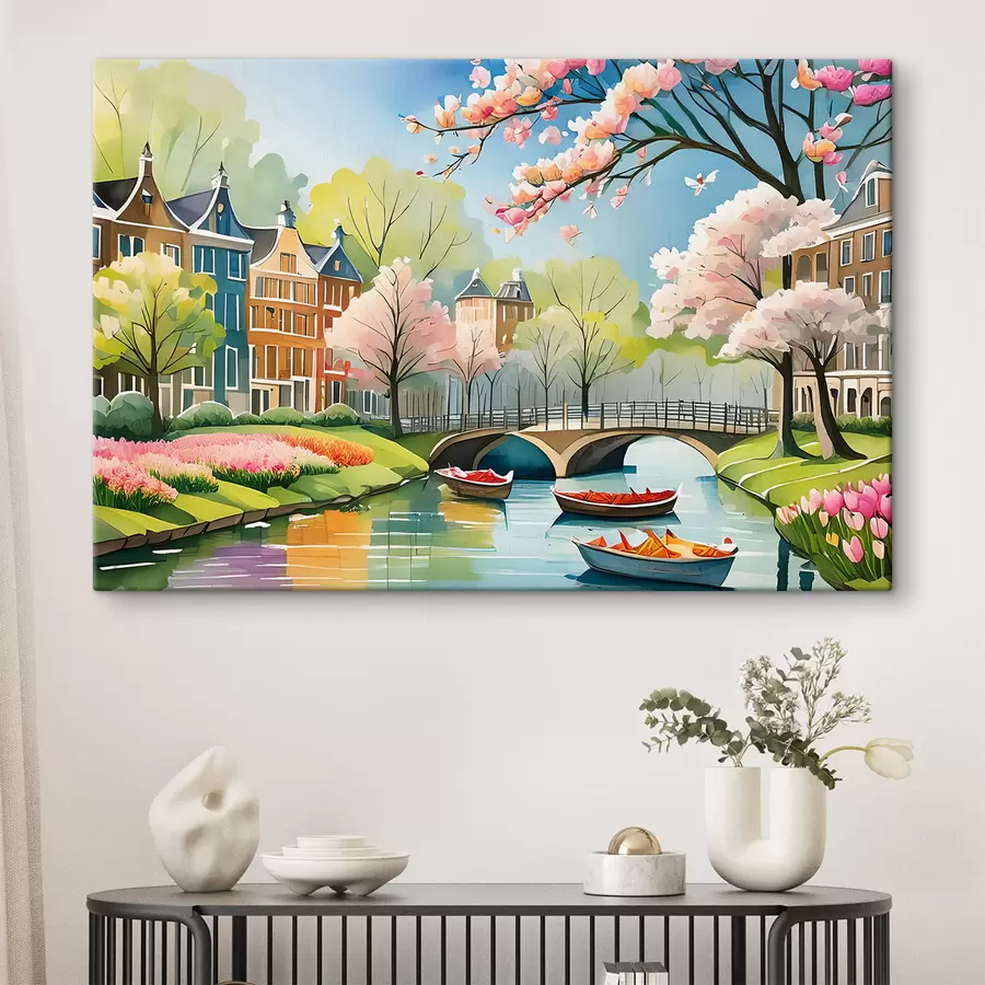 Wandbilder blühende Bäume in Amsterdam im Frühling s39301