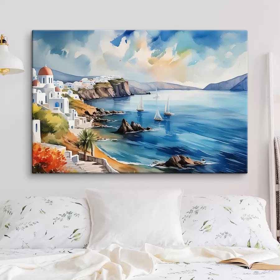 Wandbilder Blick auf die Stadt Santorini s39304