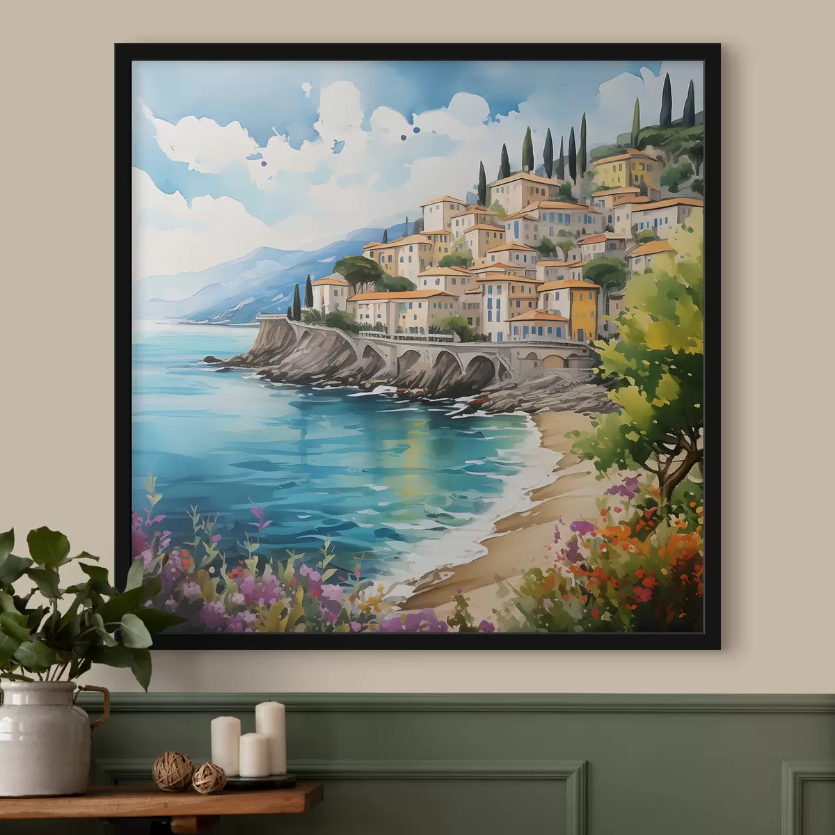 Poster malerische Küste in einer italienischen Stadt f39298