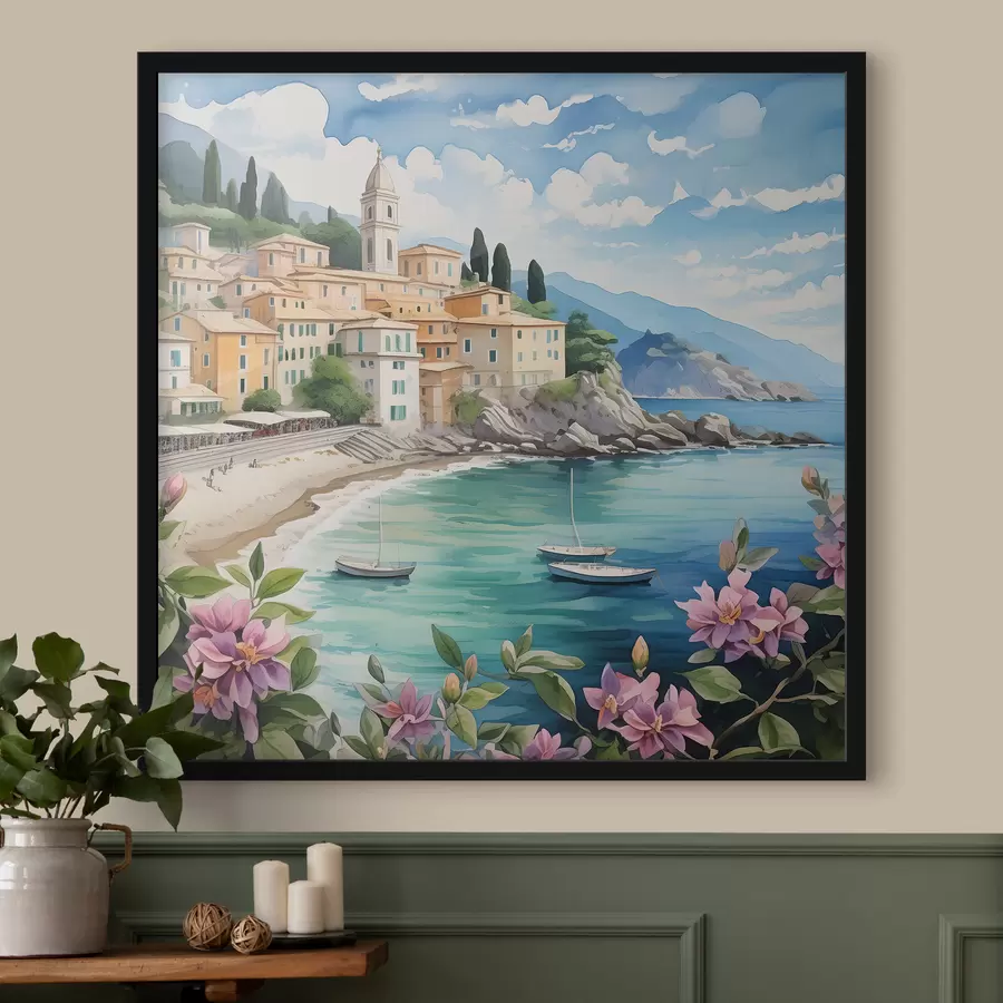 Fototapete eine Stadt am Meer im Sommer f39299