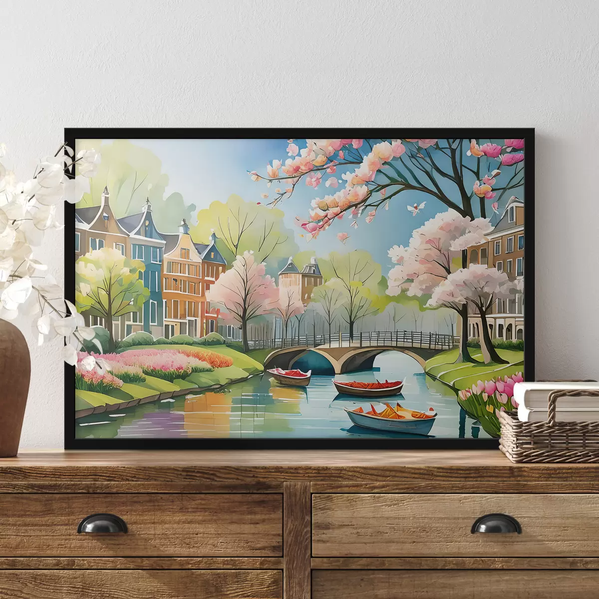 Poster blühende Bäume in Amsterdam im Frühling f39301