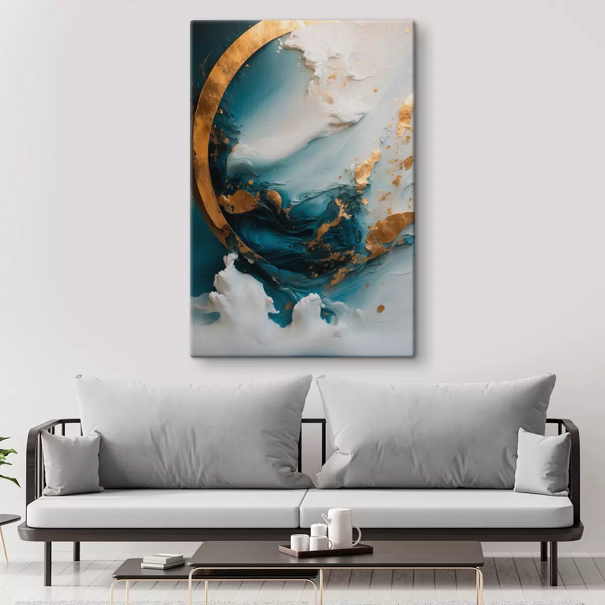 Wandbilder Abstraktion mit Blau- und Weißtönen s39154