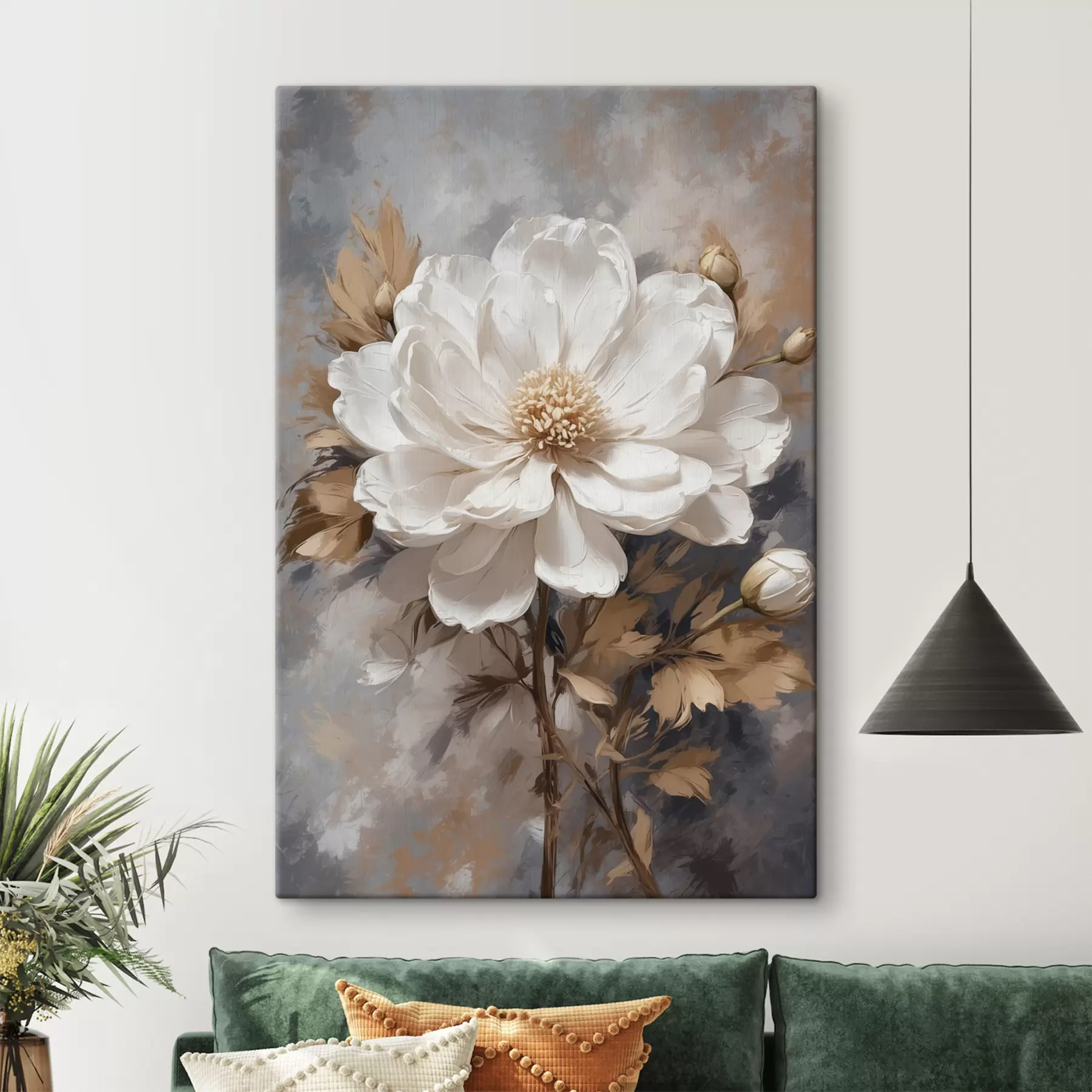 Wandbilder Weiße Blume mit Stiel s39166