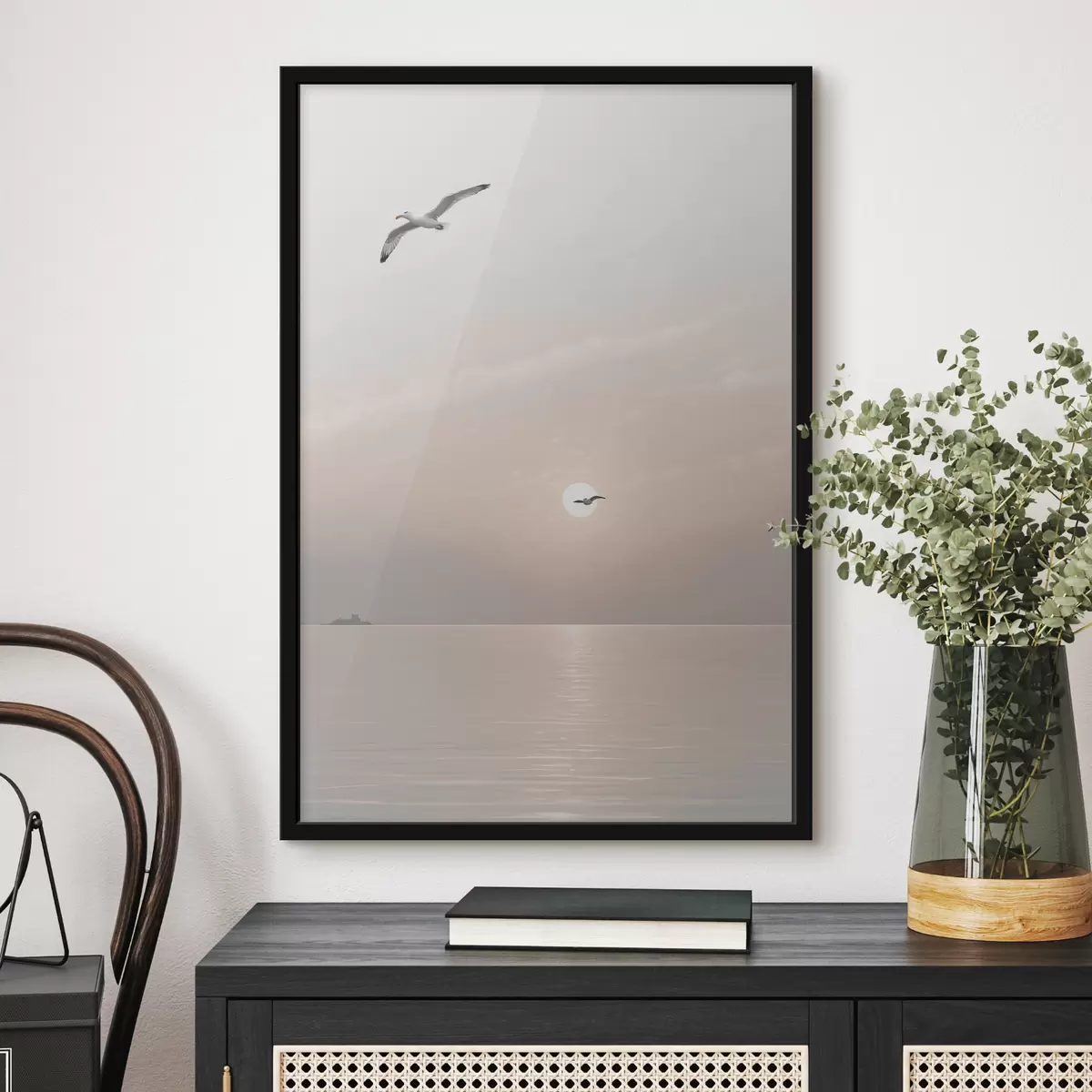 Poster Möwen fliegen über dem Meer f39152