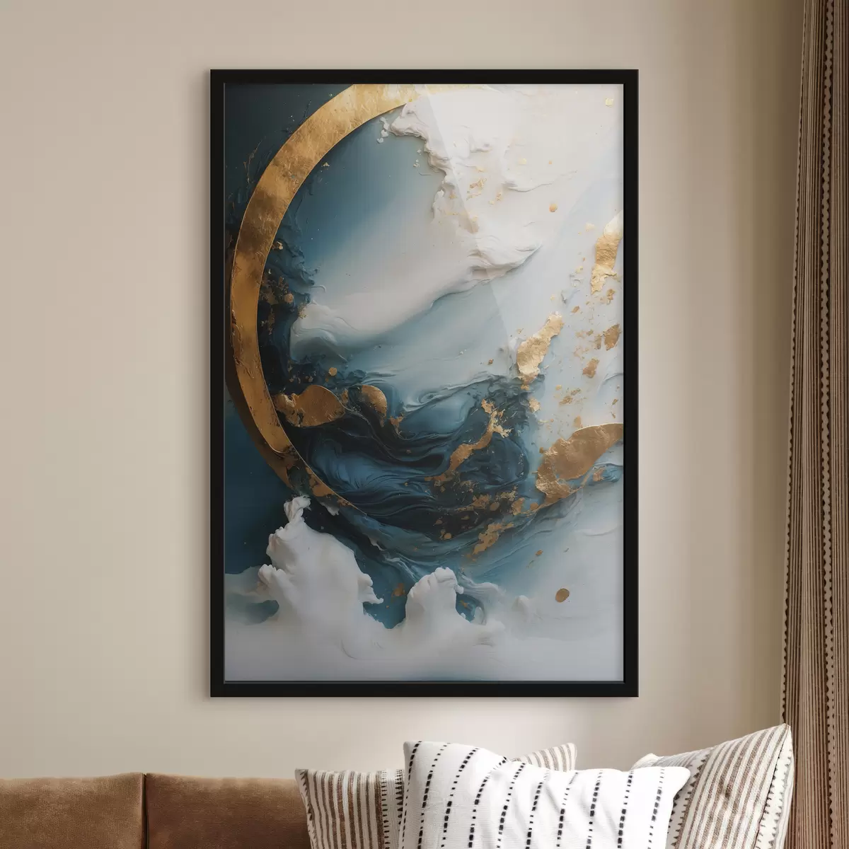 Poster Abstraktion mit Blau- und Weißtönen f39154