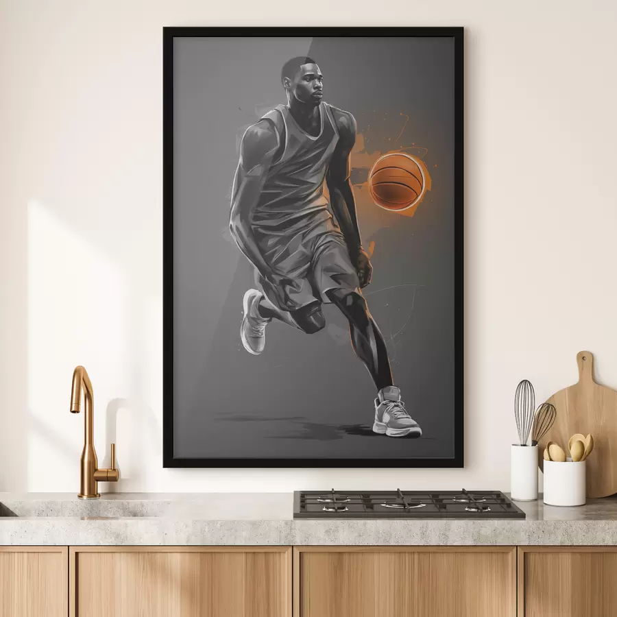 Fototapete Basketballspieler auf grauem Hintergrund f39157