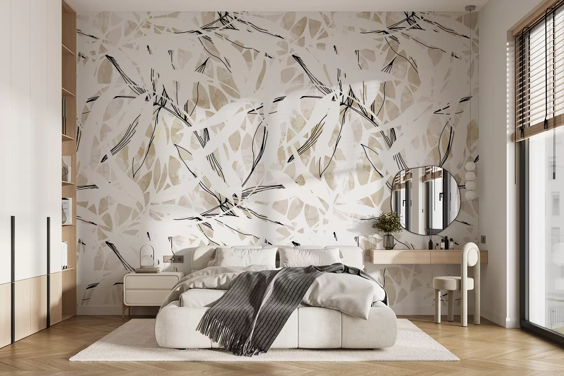 Fototapete Muster mit verschiedenen Blättern w07865