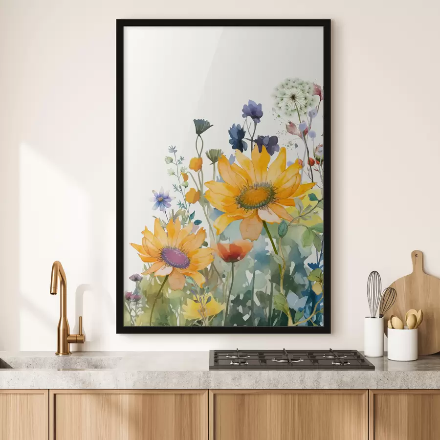 Fototapete Bunte Aquarell-Wildblumen f39338