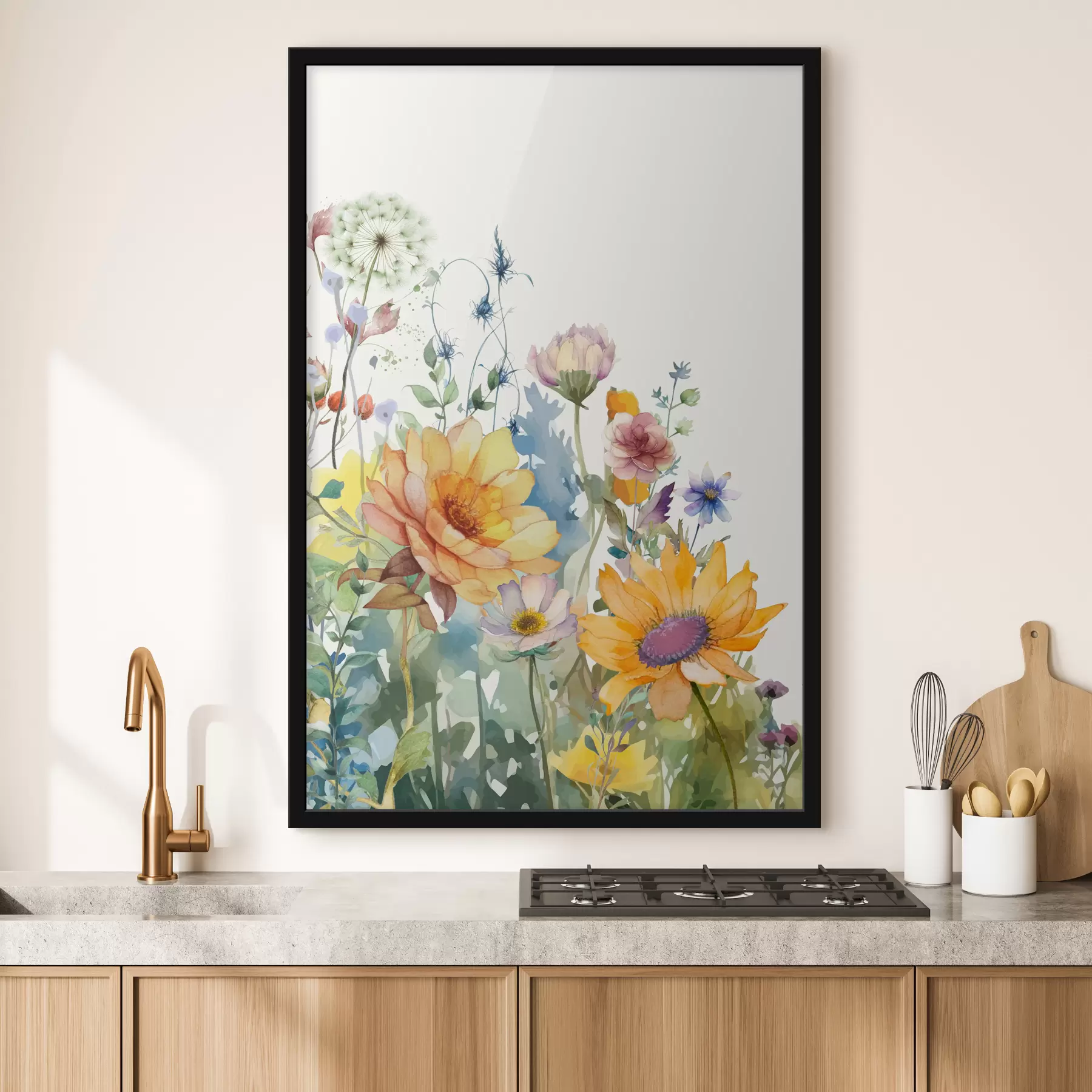 Fototapete Sommer-Aquarell-Wildblumen f39340