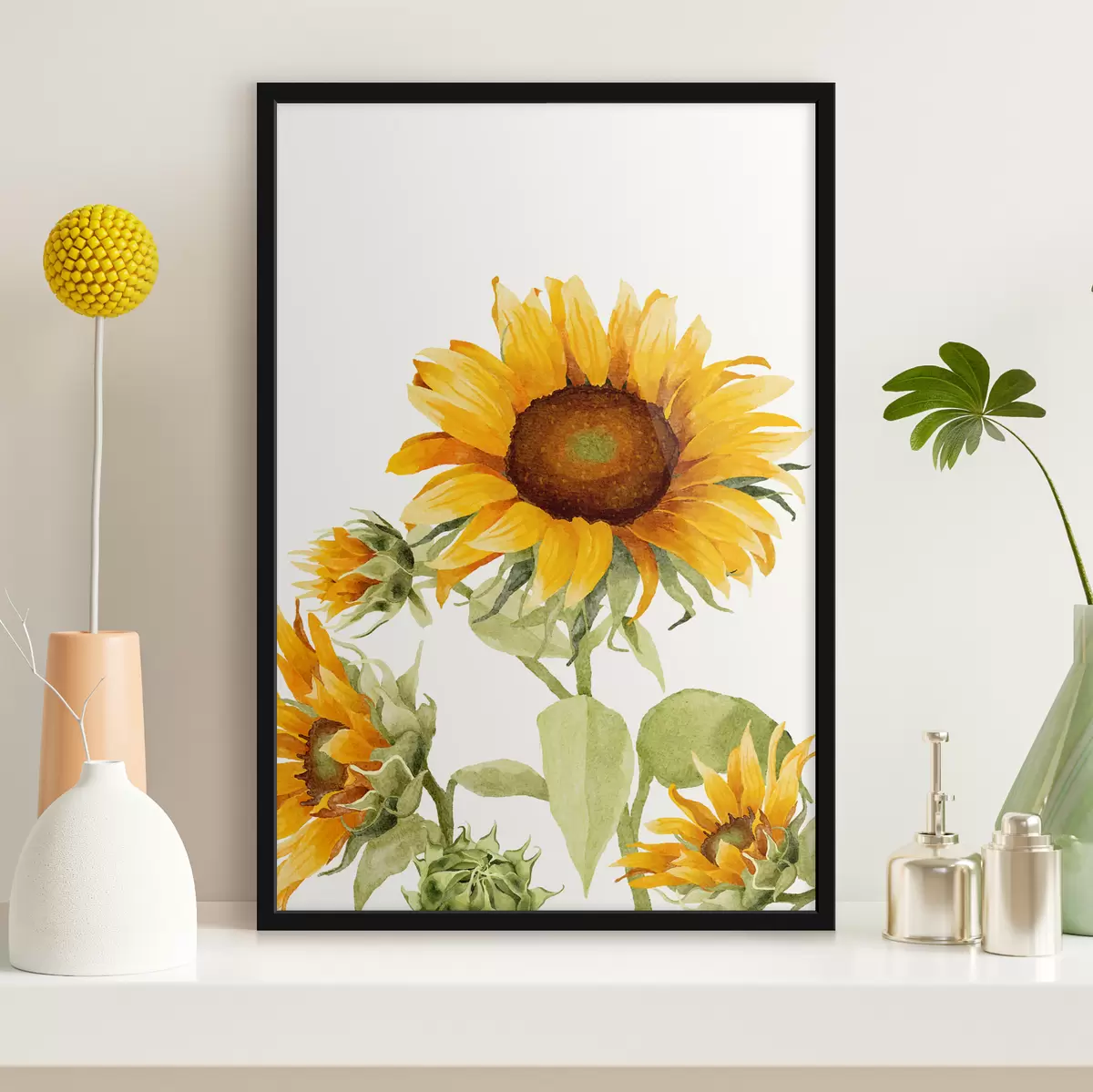 Poster Helle Aquarell-Sonnenblume f39341