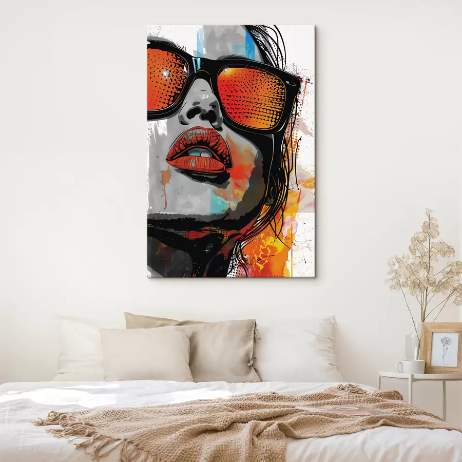 Wandbilder Mädchen mit Brille im Pop-Art-Stil s39205