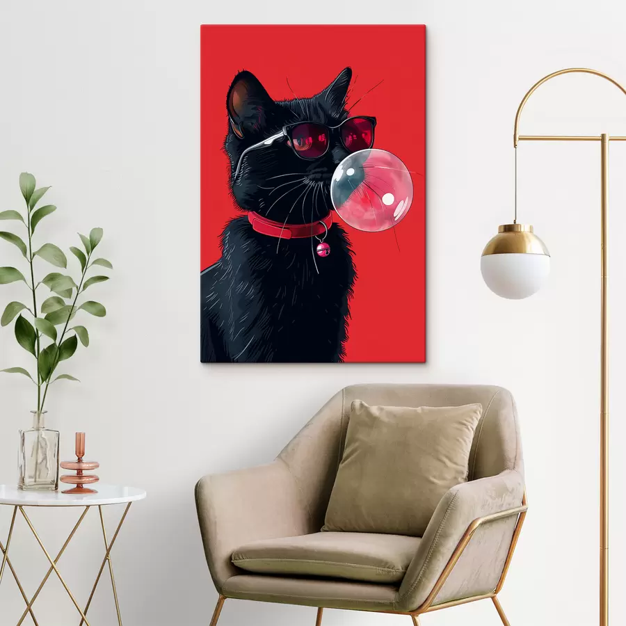 Wandbilder Süße schwarze Katze s39223