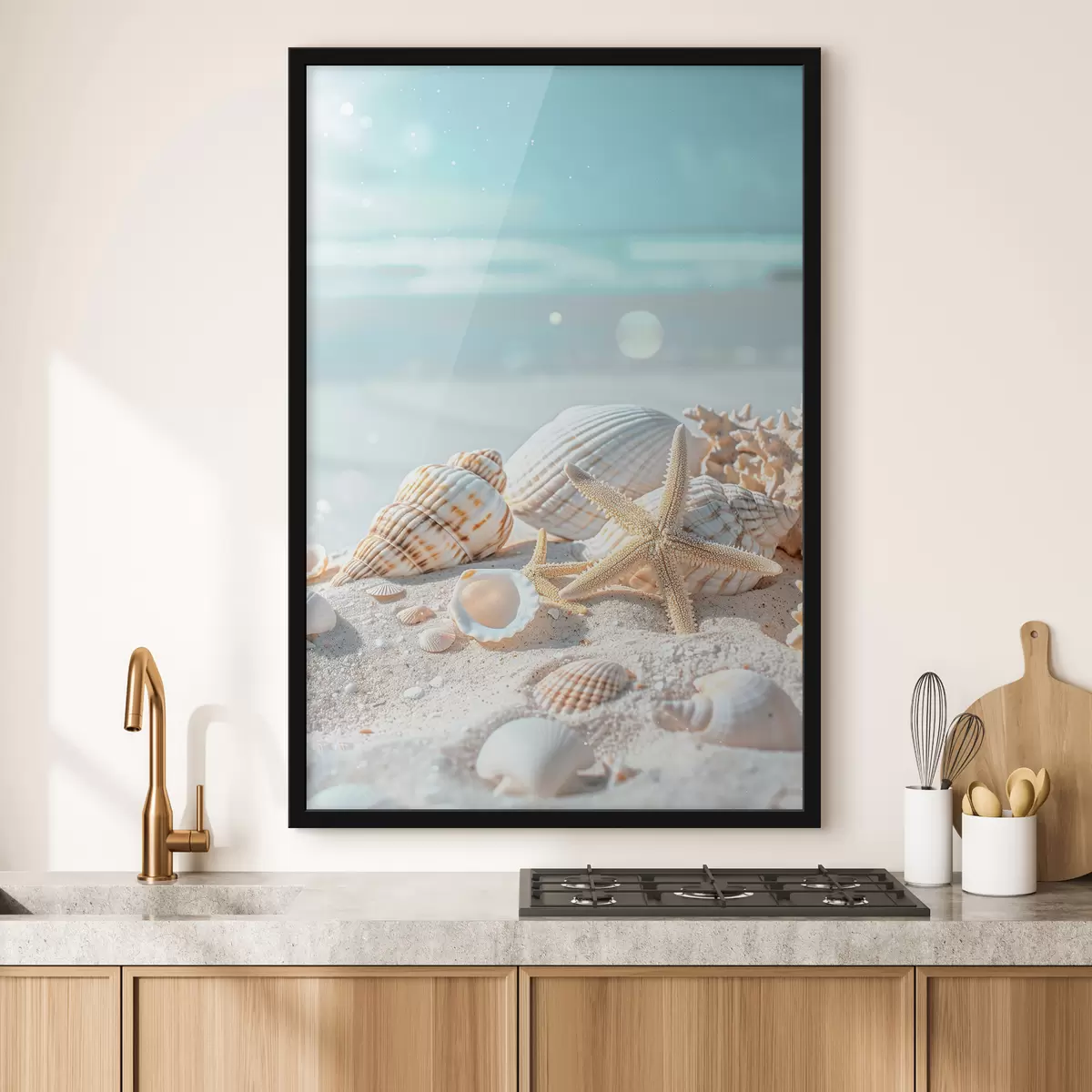Poster Muscheln auf dem Sand f39221
