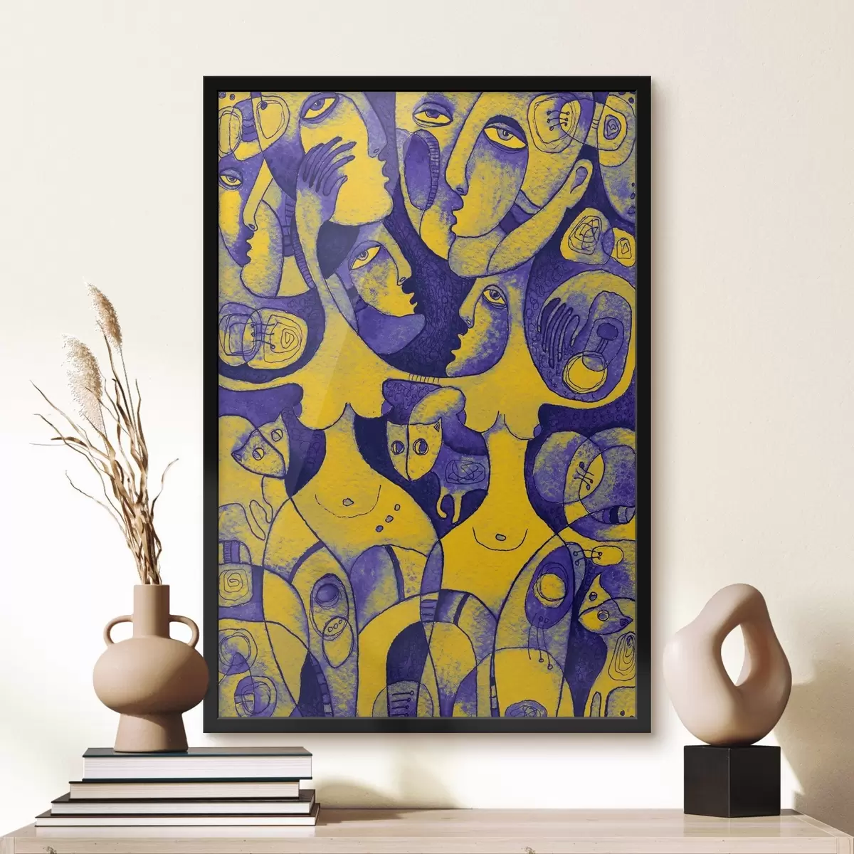 Poster Bunte Gesichter in abstrakten expressionistischen Kunstwerken f37829