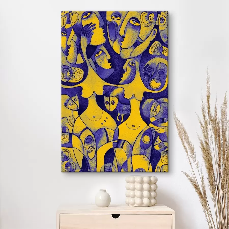 Wandbilder In lebendiger Harmonie verwobene Gesichter s37829