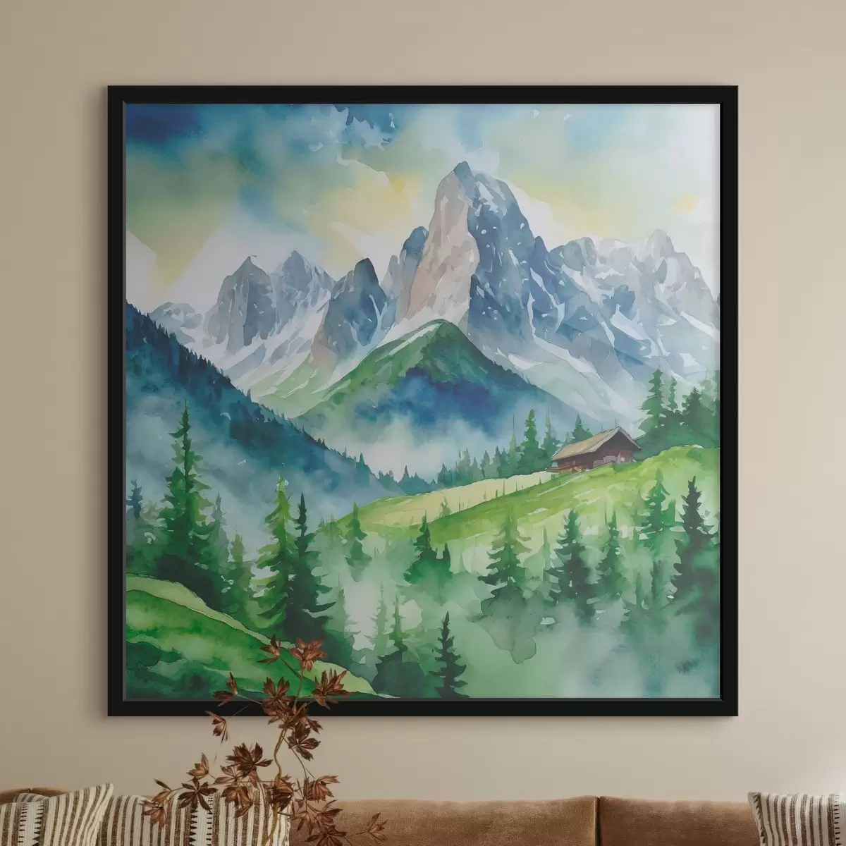 Poster Ruhige Berge mit üppig grünen Bäumen f37959