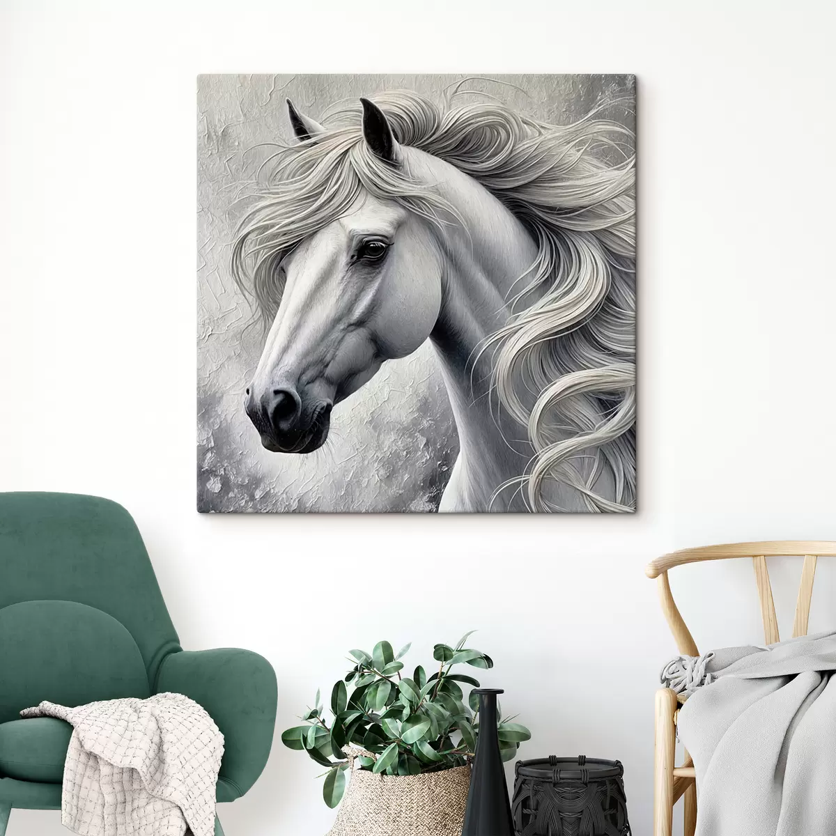 Wandbilder Porträt eines weißen Pferdes s39489
