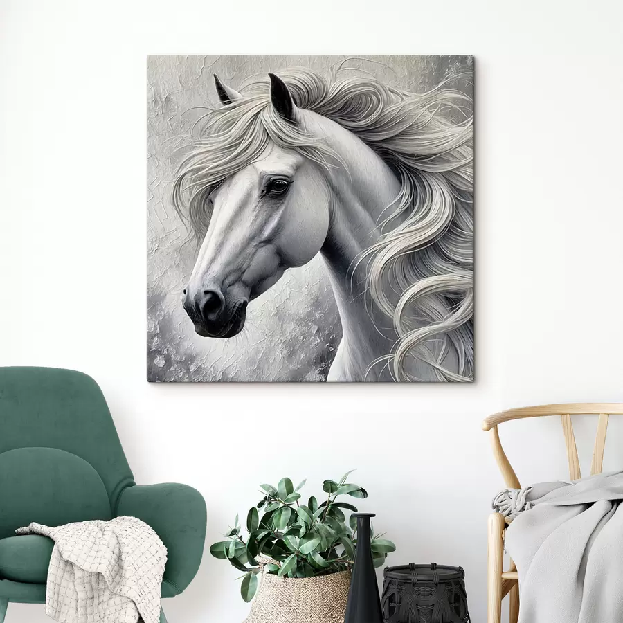 Wandbilder Porträt eines weißen Pferdes s39489