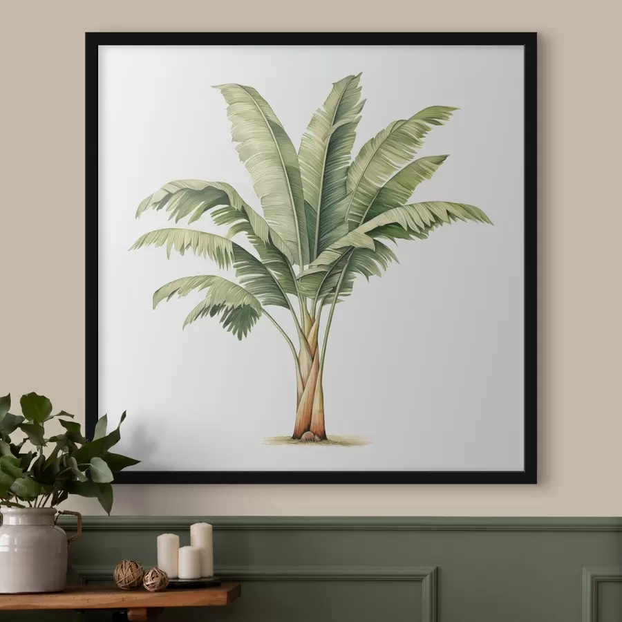 Fototapete Aquarell minimalistische Illustration einer Bananenpalme f39562