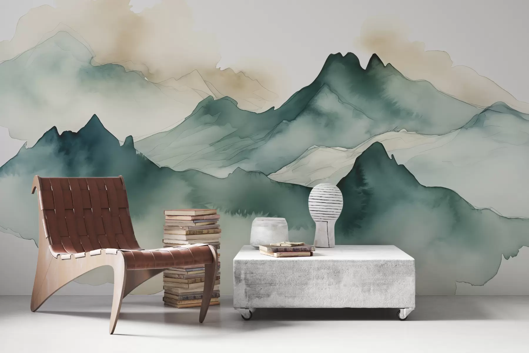 Fototapete Aquarell Gebirgszüge blaue Farbe w07967