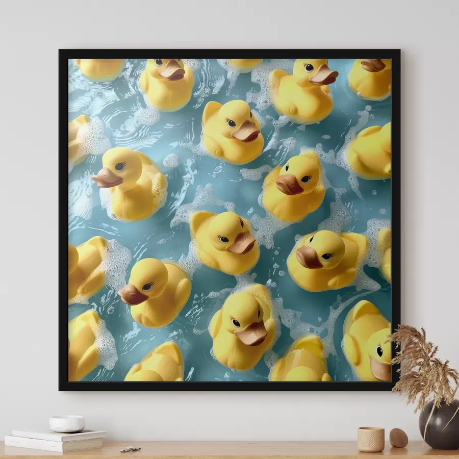 Fototapete Realistische Gummienten, die im Wasser schwimmen f39469