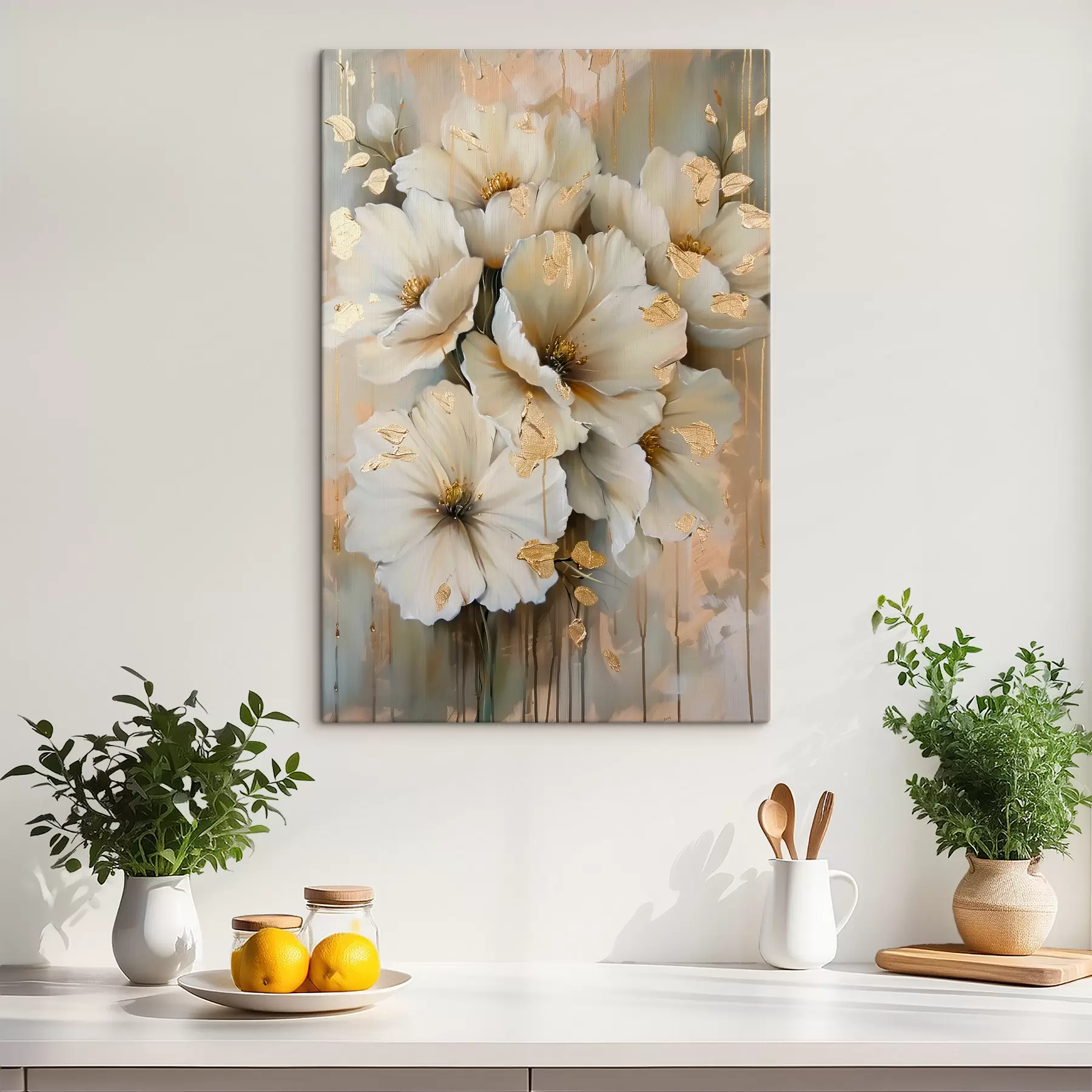 Wandbilder weiße Blumen s39555