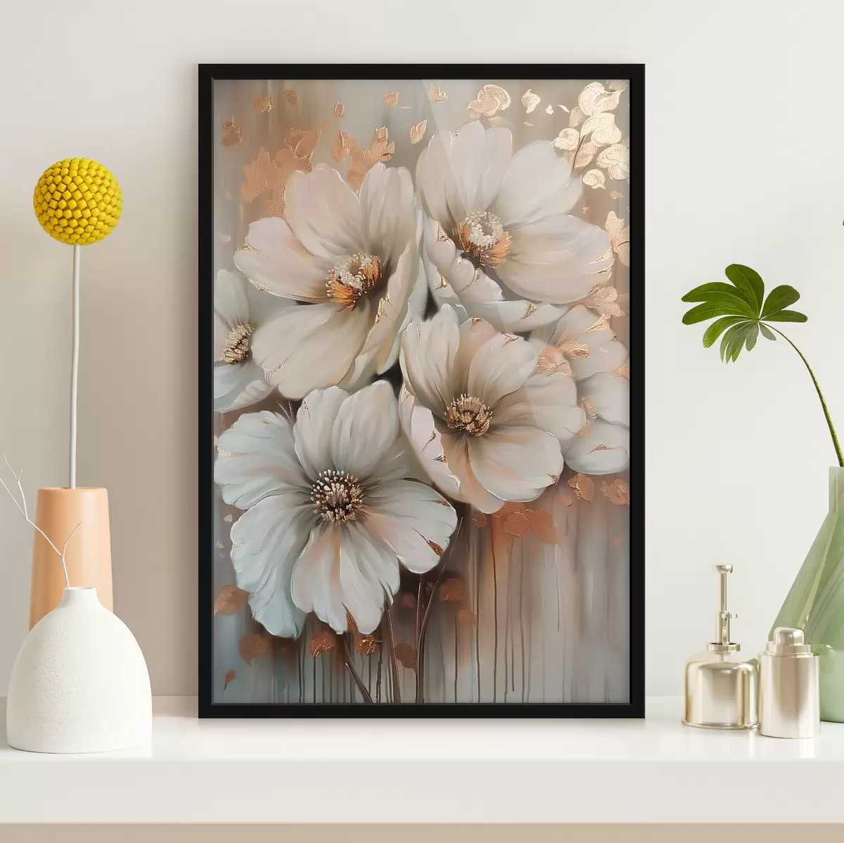 Poster weiße Blumen f39551