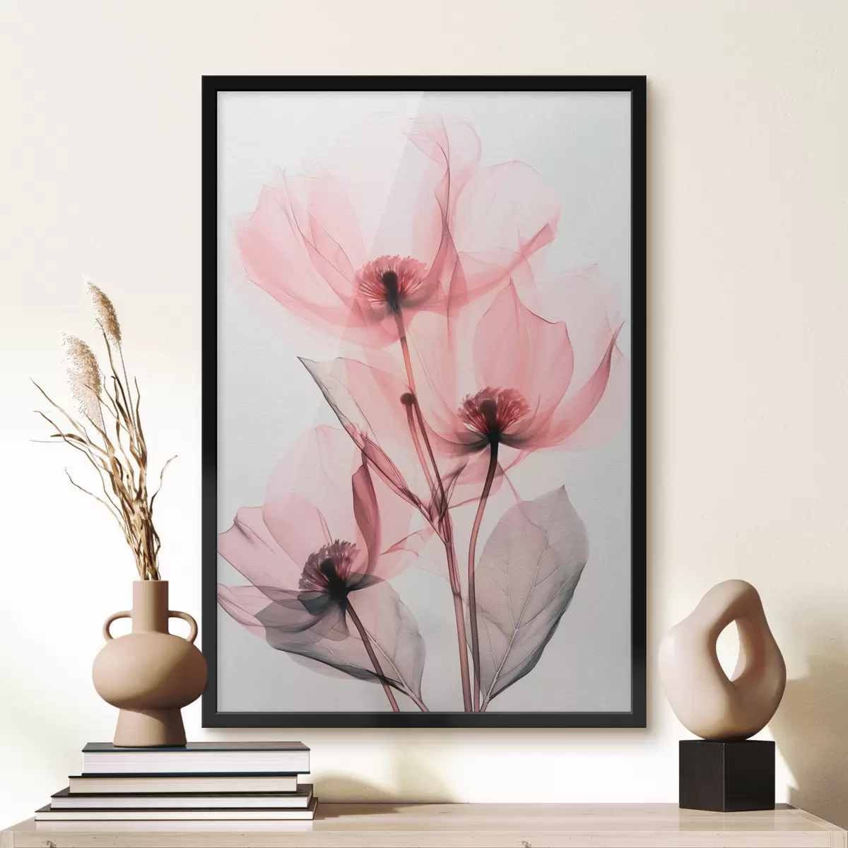 Poster Transparente rosa Blumen neuer Trend f39574