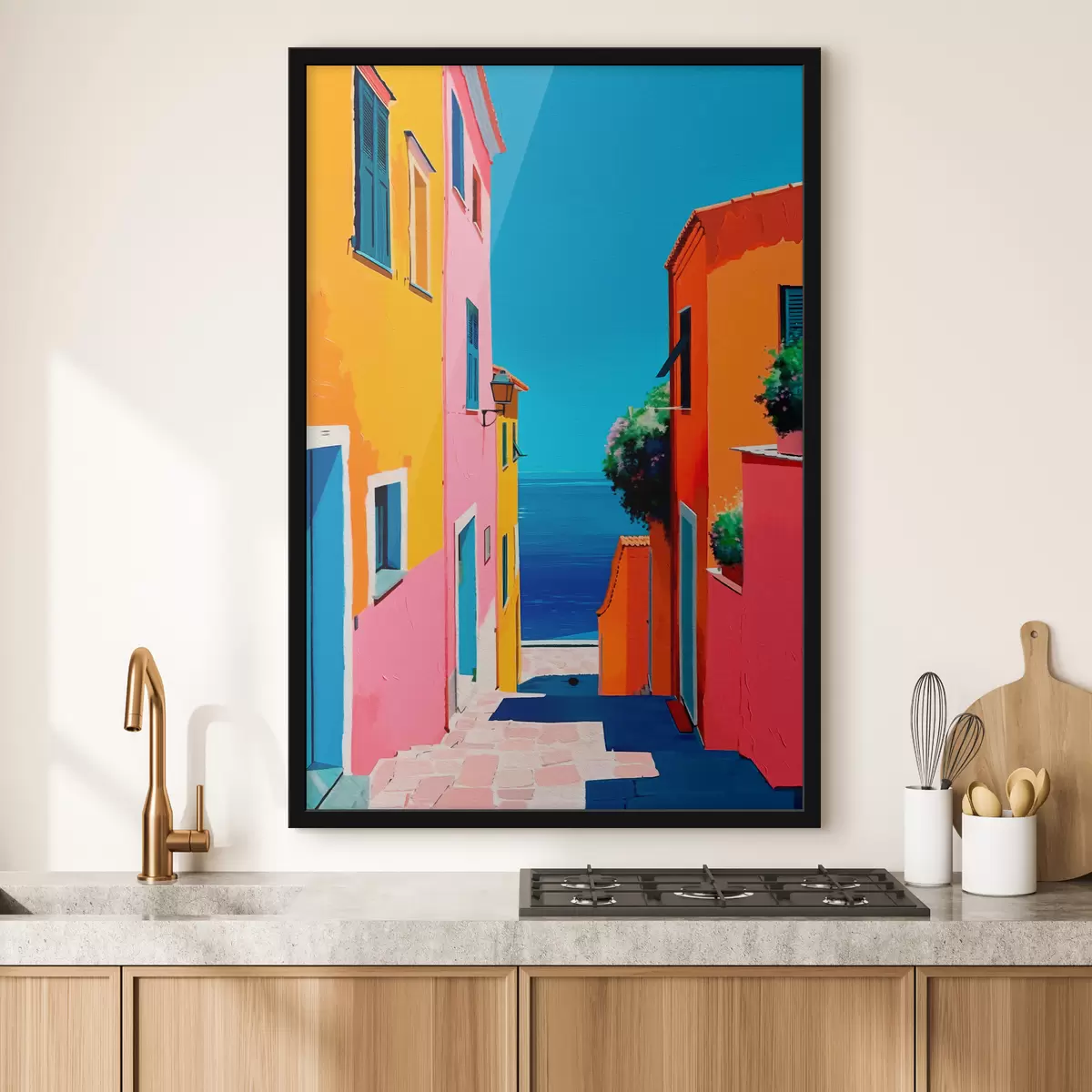 Poster Meerblick und helle Straße f39582