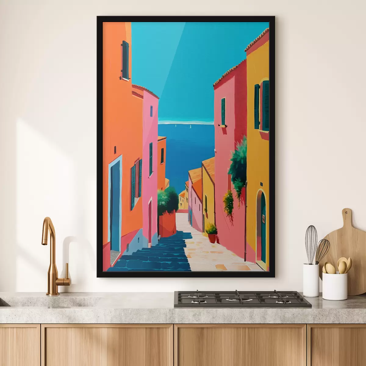 Poster Meerblick und helle Straße f39579