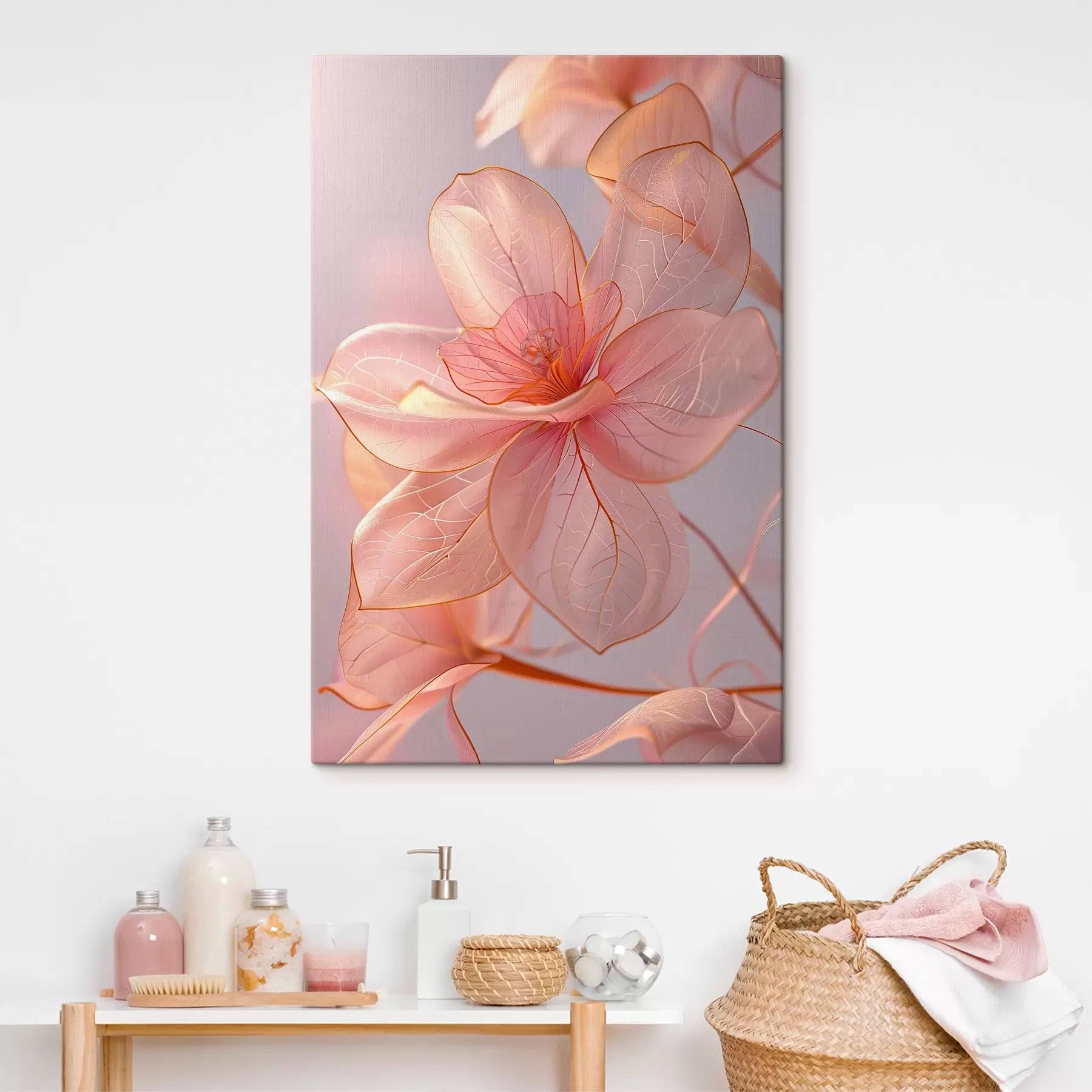 Fototapete Zarte rosa Blüten mit sanften Linien: Minimalismus und feine Details s39632