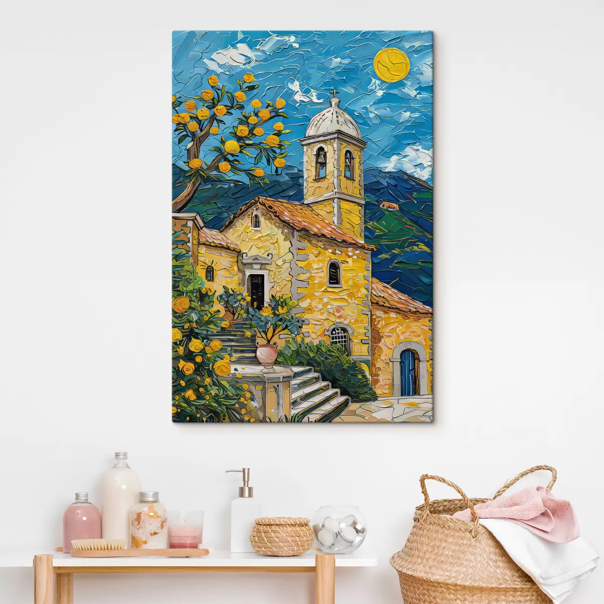 Wandbilder Simone Wunderlich: Französisches Dorf im eindrucksvollen Abendlicht s39656