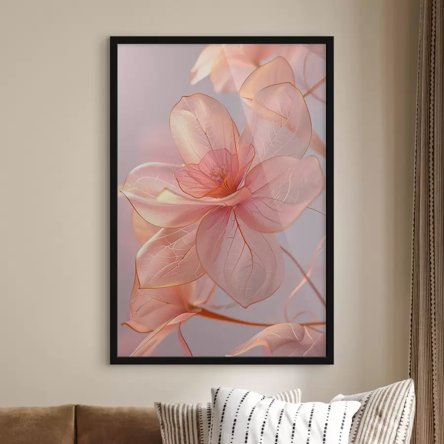 Fototapete Zarte rosa Blüten mit sanften Linien: Minimalismus und feine Details f39632