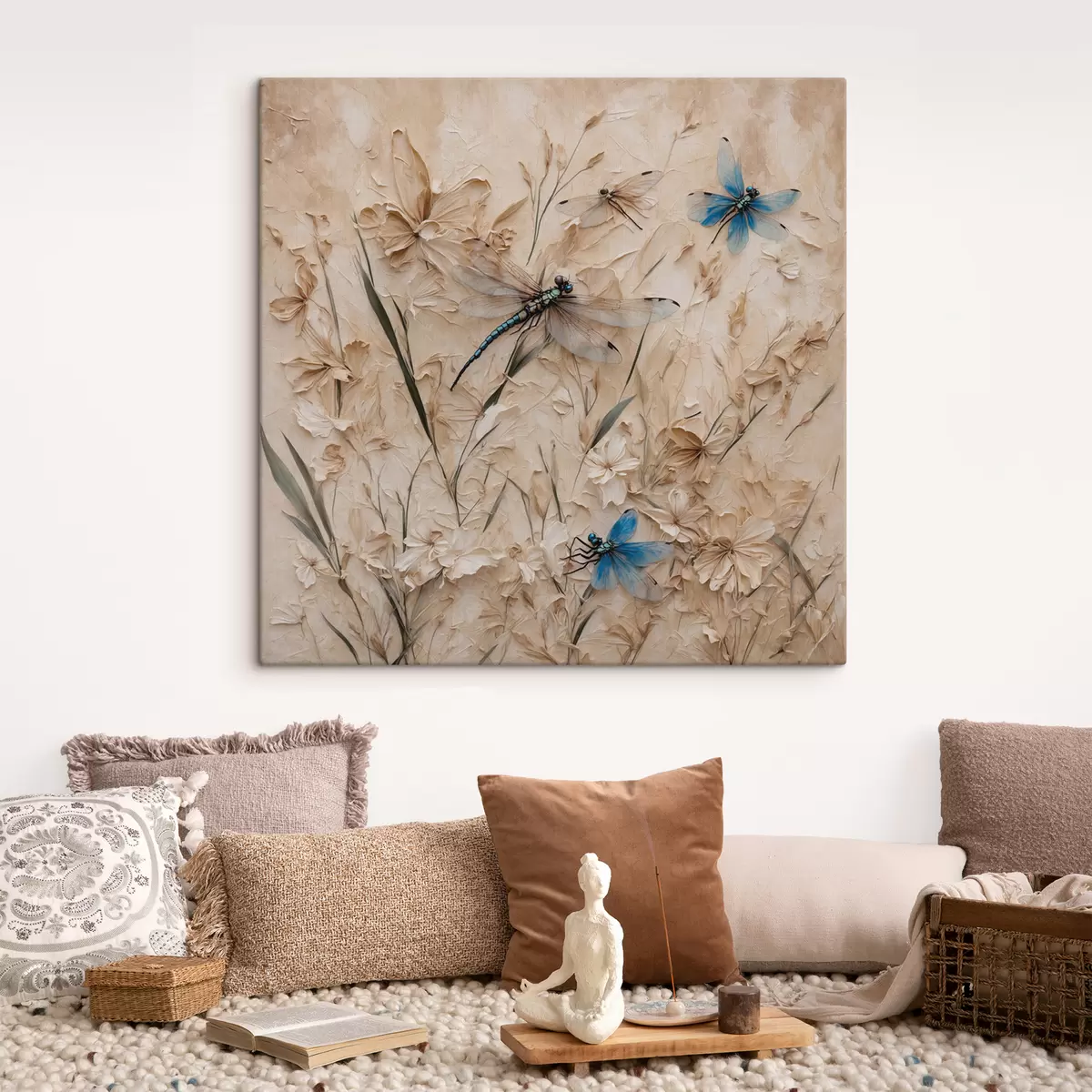 Wandbilder Libellen auf abstraktem beigem Hintergrund s39600