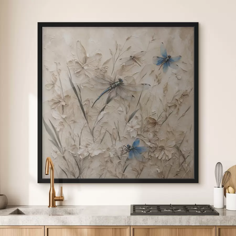 Fototapete Libellen auf abstraktem beigem Hintergrund f39600