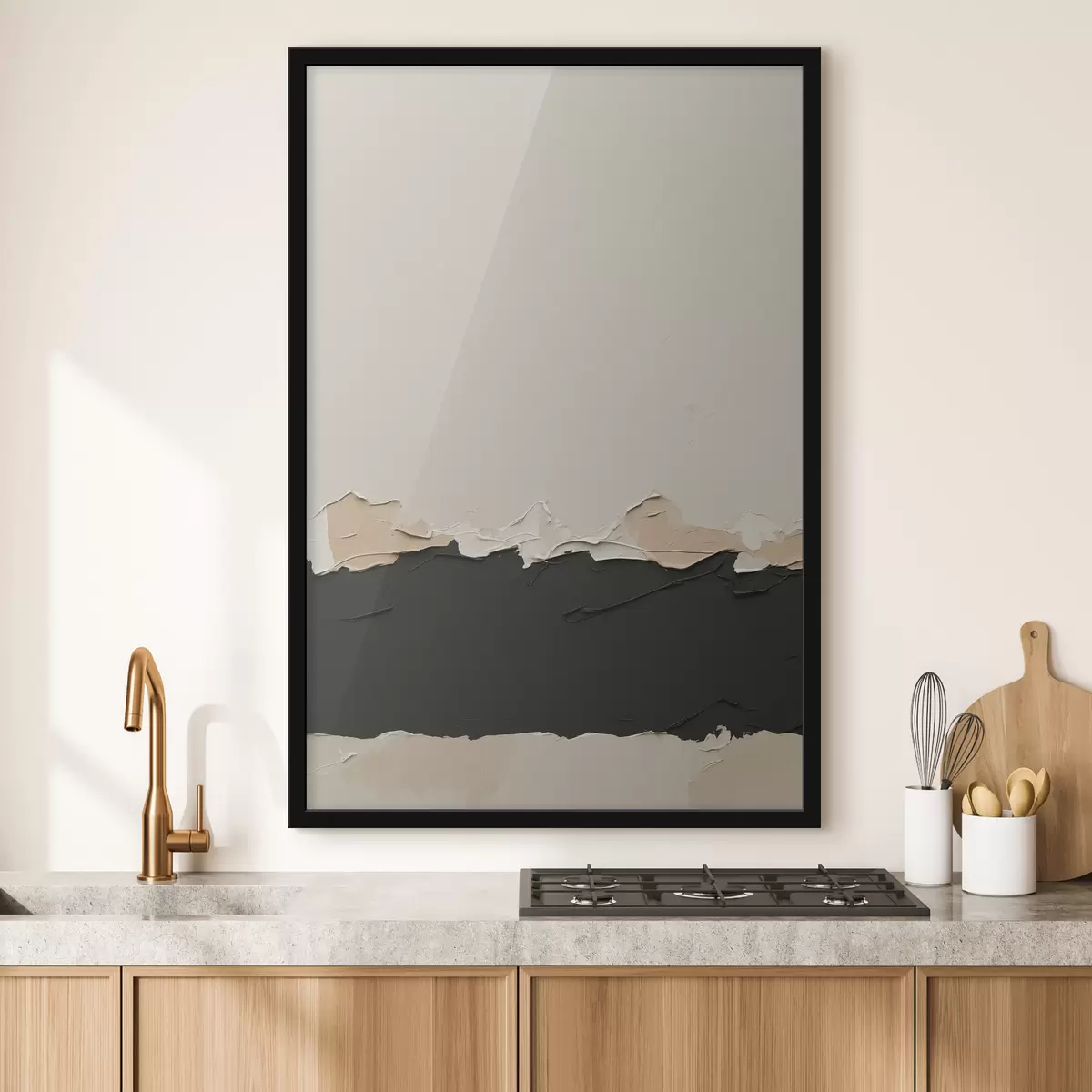 Poster Abstraktes Gemälde mit weißen und schwarzen Farben f39609