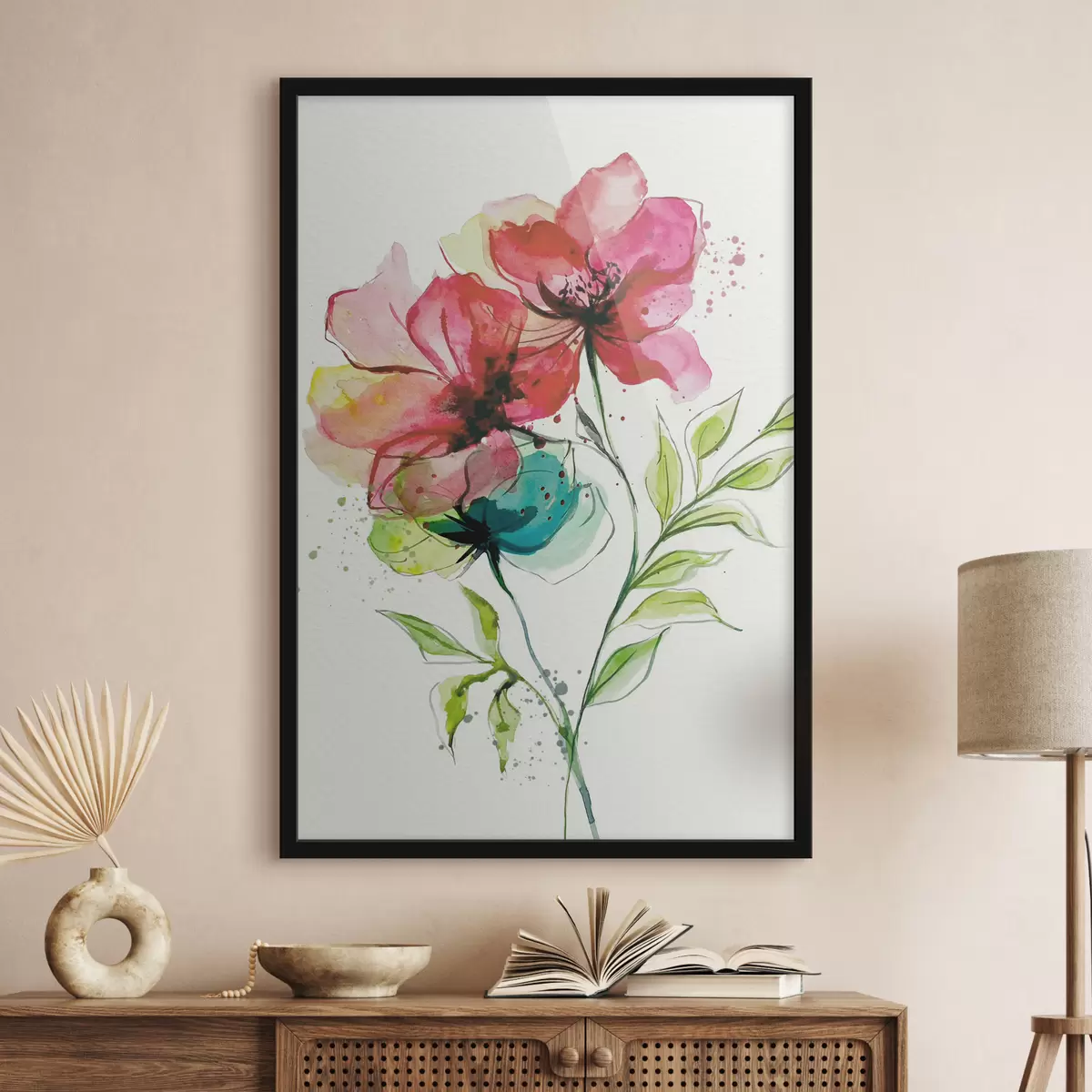 Poster Sanfte Aquarellblumen f39767