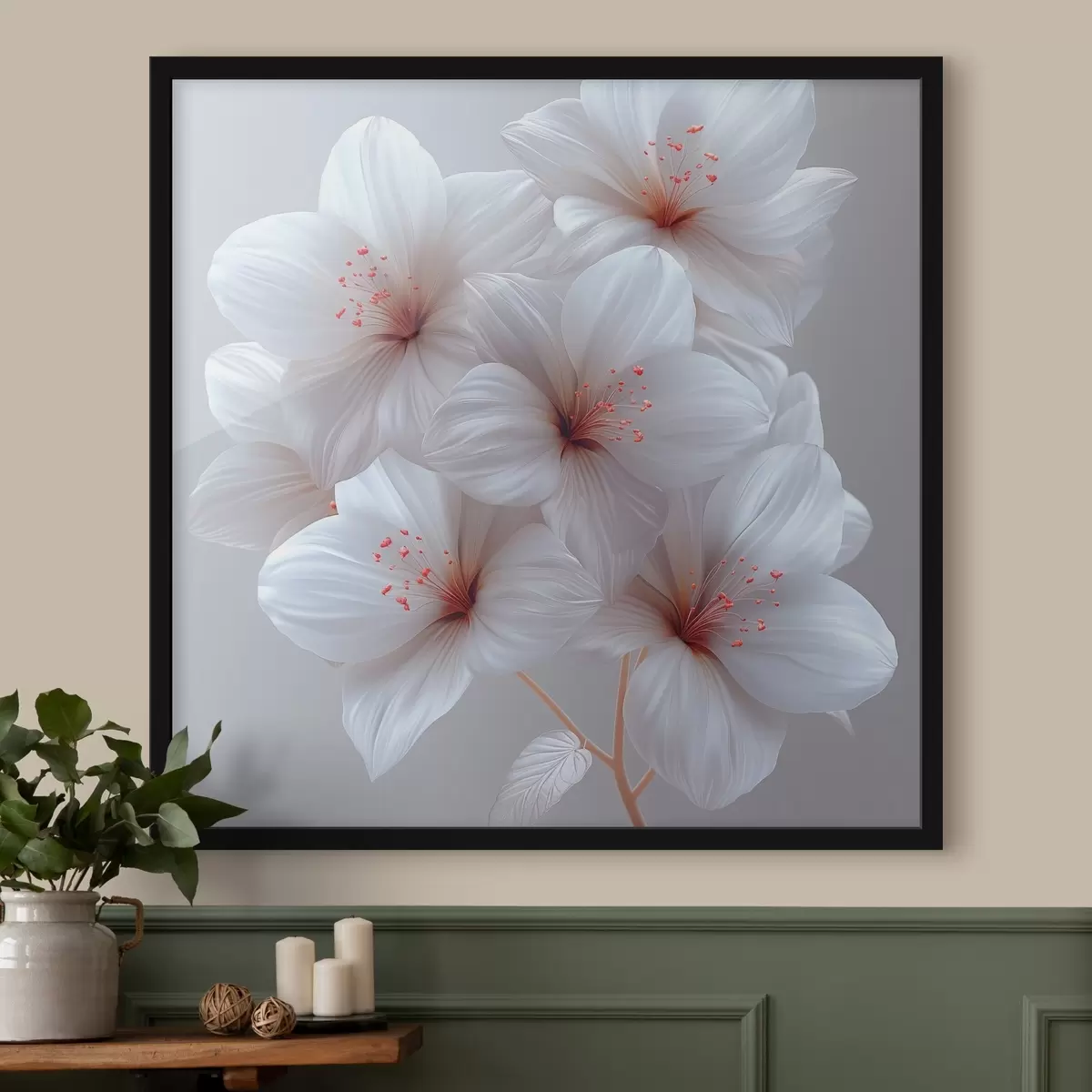 Poster Elegante und minimalistische weiße Lilien f39761