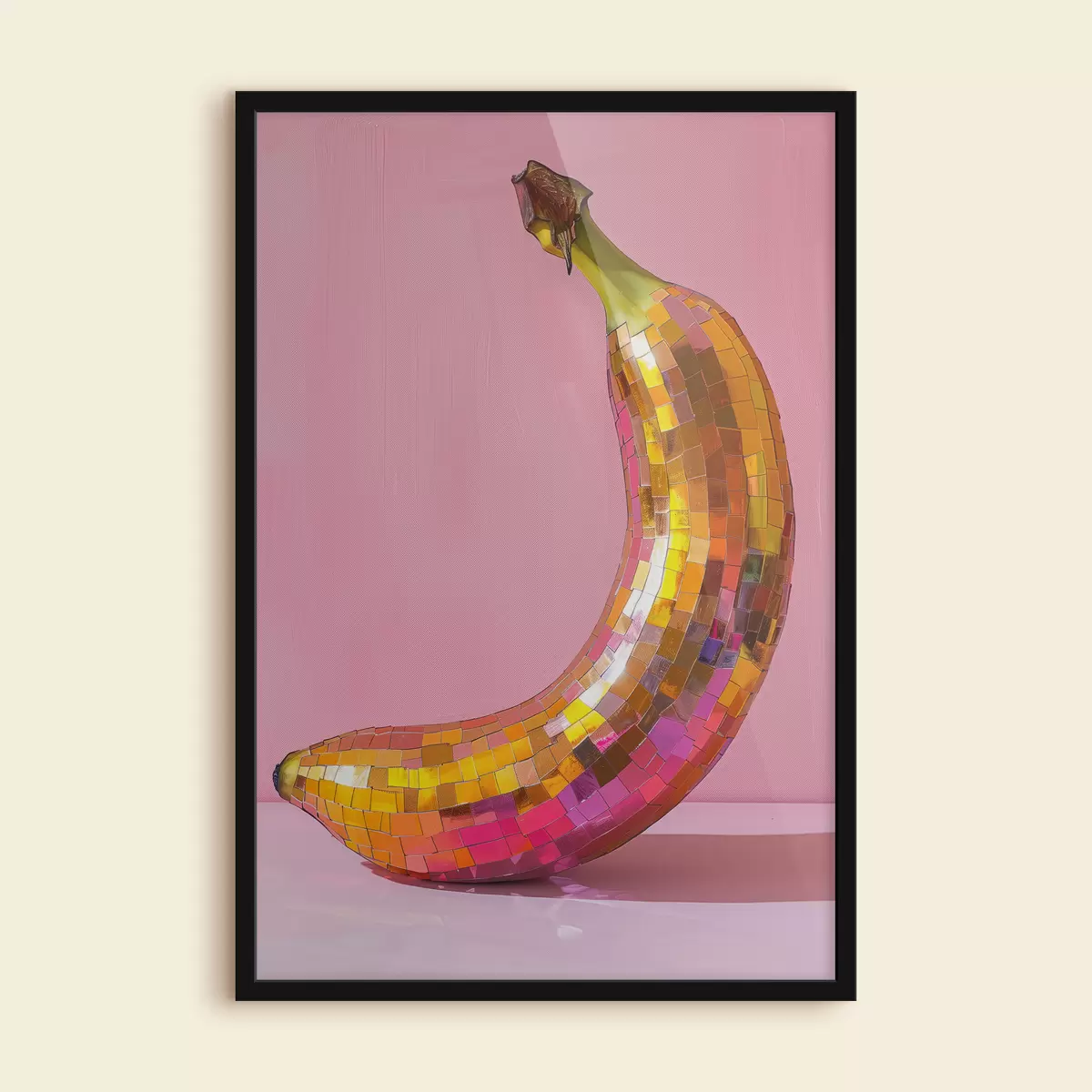 Poster Mit Öl bemalte Banay-Diskokugel mit hellem pastellrosa Hintergrund f39766