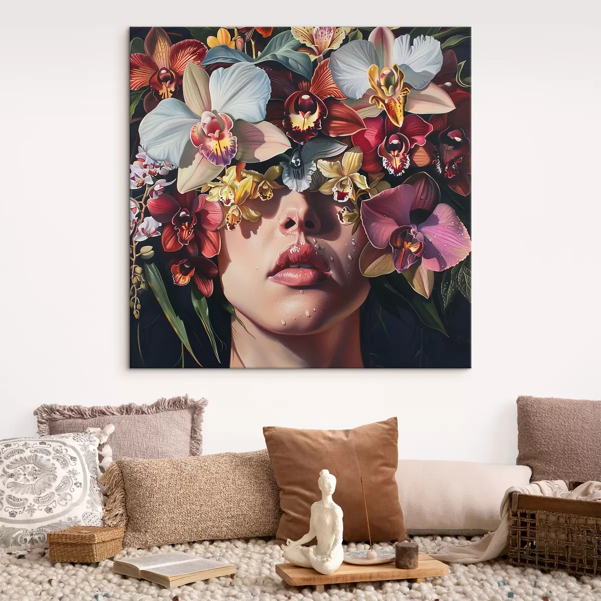Wandbilder Mädchen und große Orchideen s39229