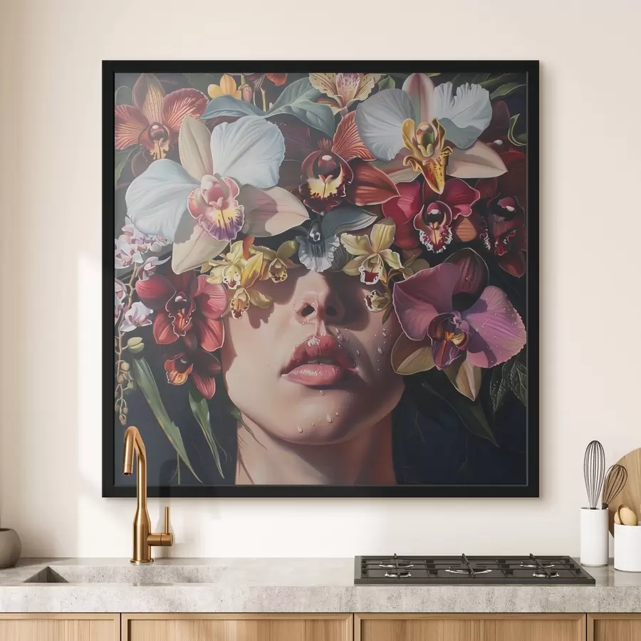 Fototapete Mädchen und große Orchideen f39229