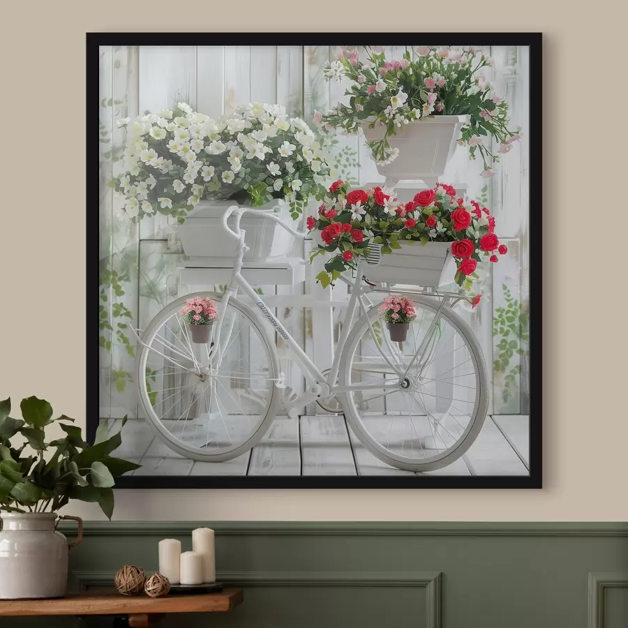 Fototapete Fahrrad und Blumenkorb im provenzalischen Stil f39242