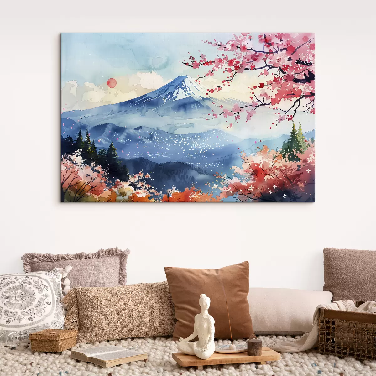 Wandbilder Berg Fuji Landschaft, orientalische Natur, Kirschbäume, Sonnenuntergang s39775