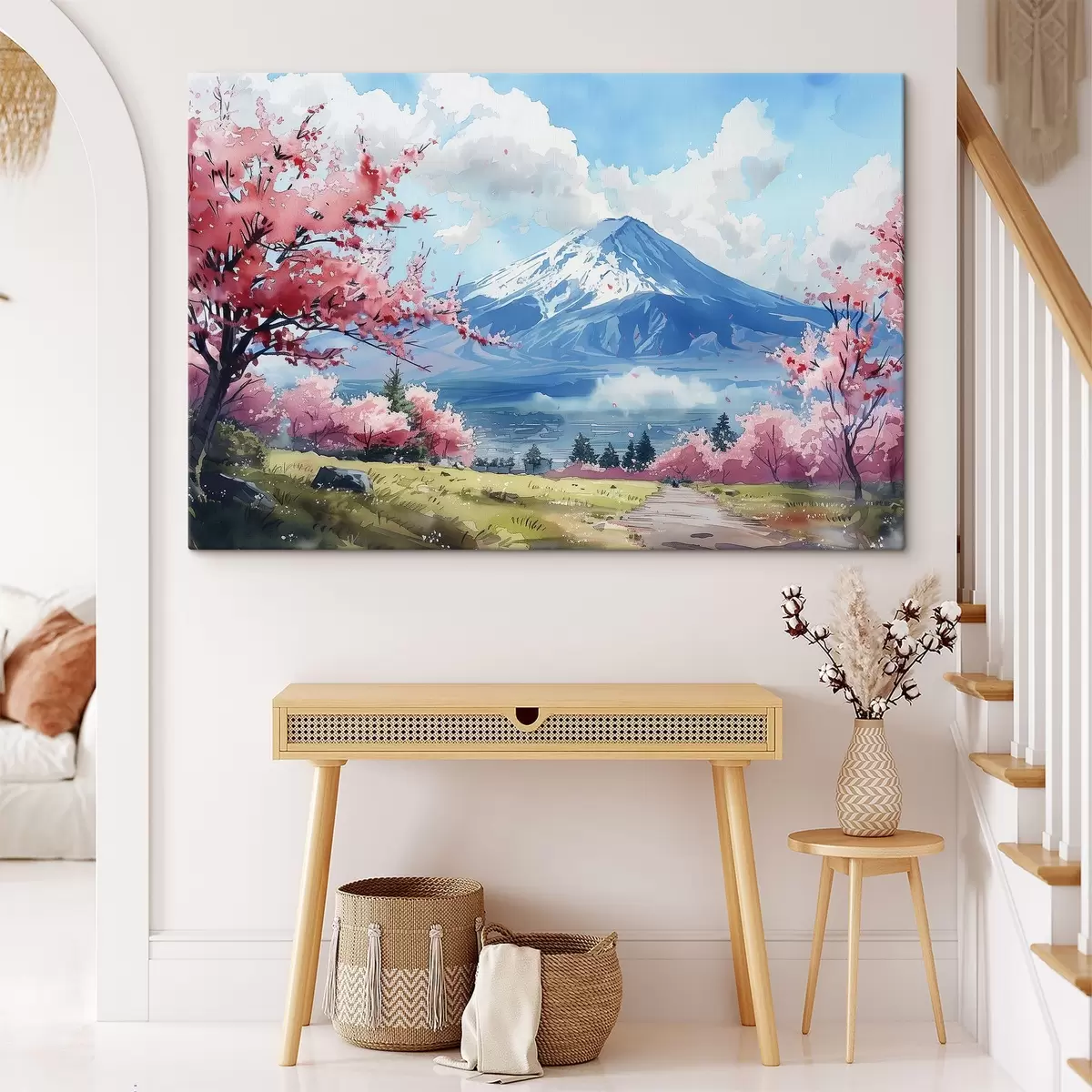 Wandbilder Berg Fuji Landschaft, Frühling blühende Natur, Kirschbäume, japanisch s39777