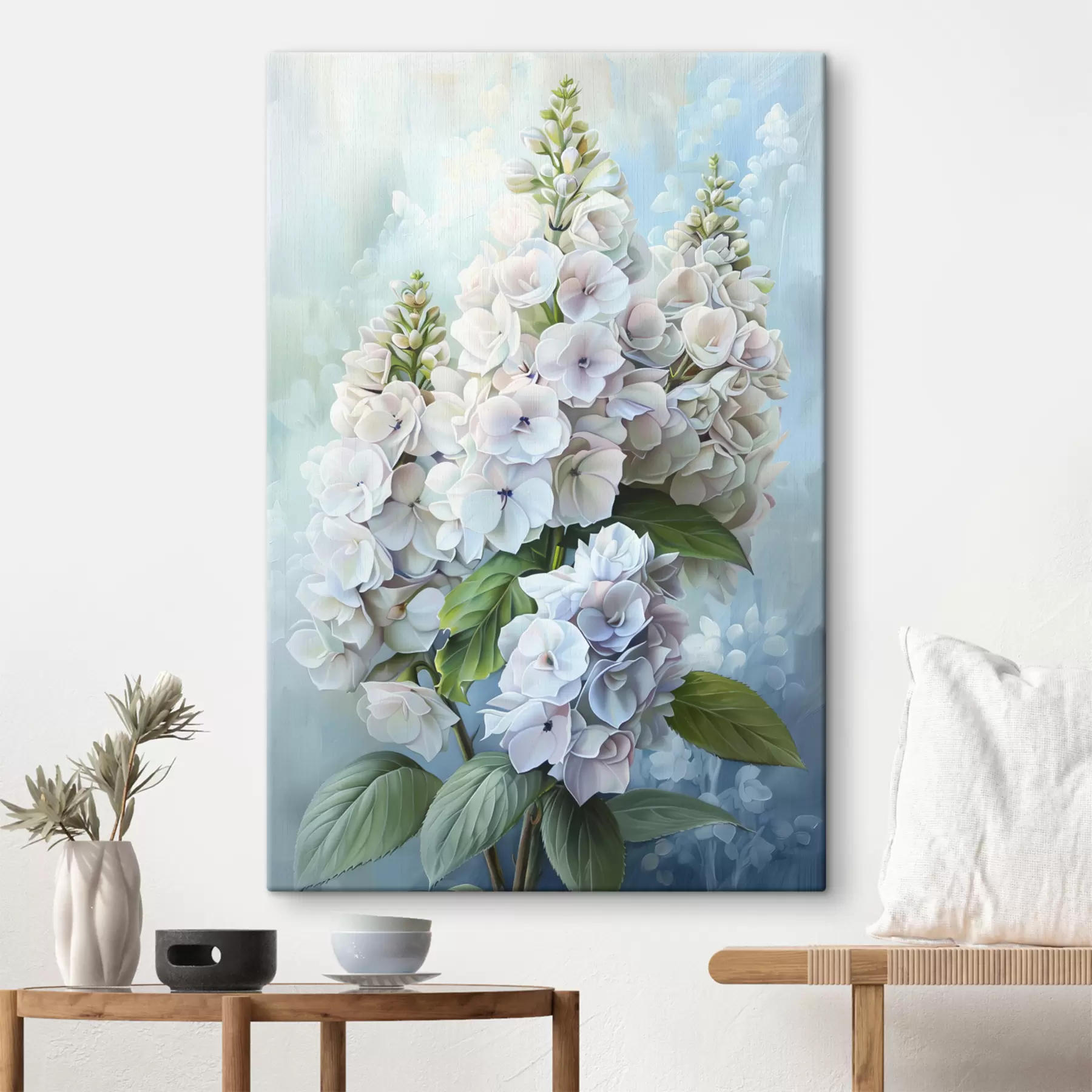 Fototapete Lila Hortensienblüte, sanfte Naturfarben, Aquarellzeichnung s39783