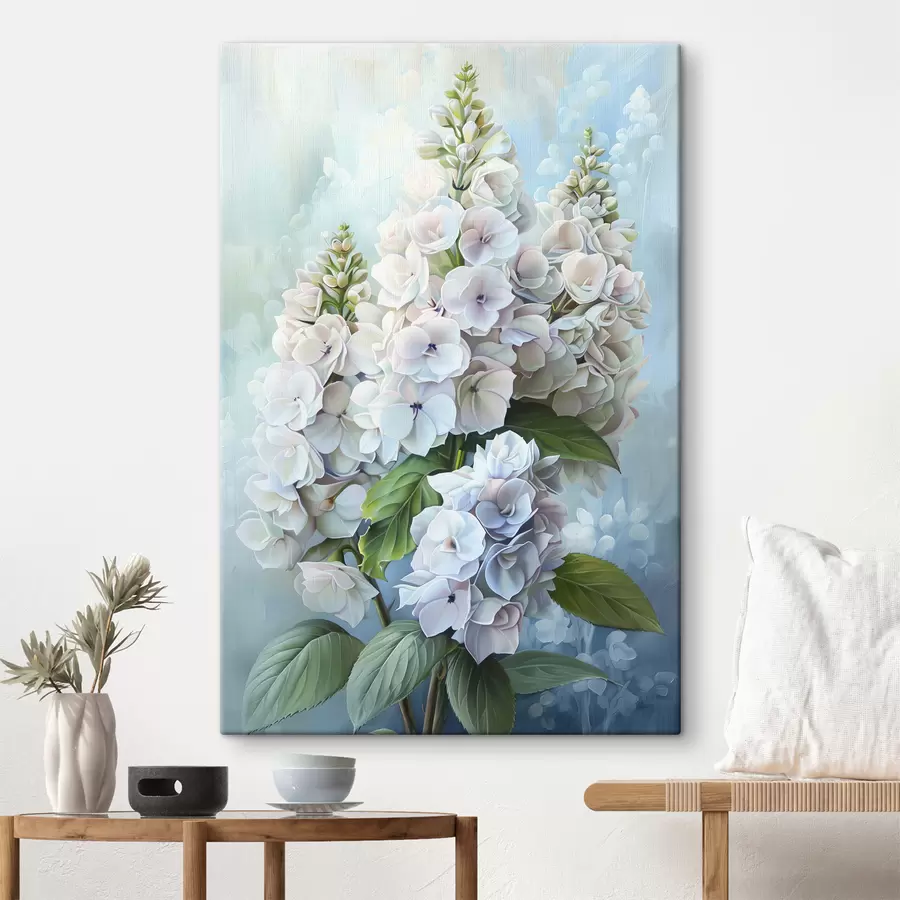 Wandbilder Lila Hortensienblüte, sanfte Naturfarben, Aquarellzeichnung s39783