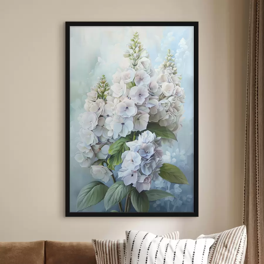 Fototapete Lila Hortensienblüte, sanfte Naturfarben, Aquarellzeichnung f39783