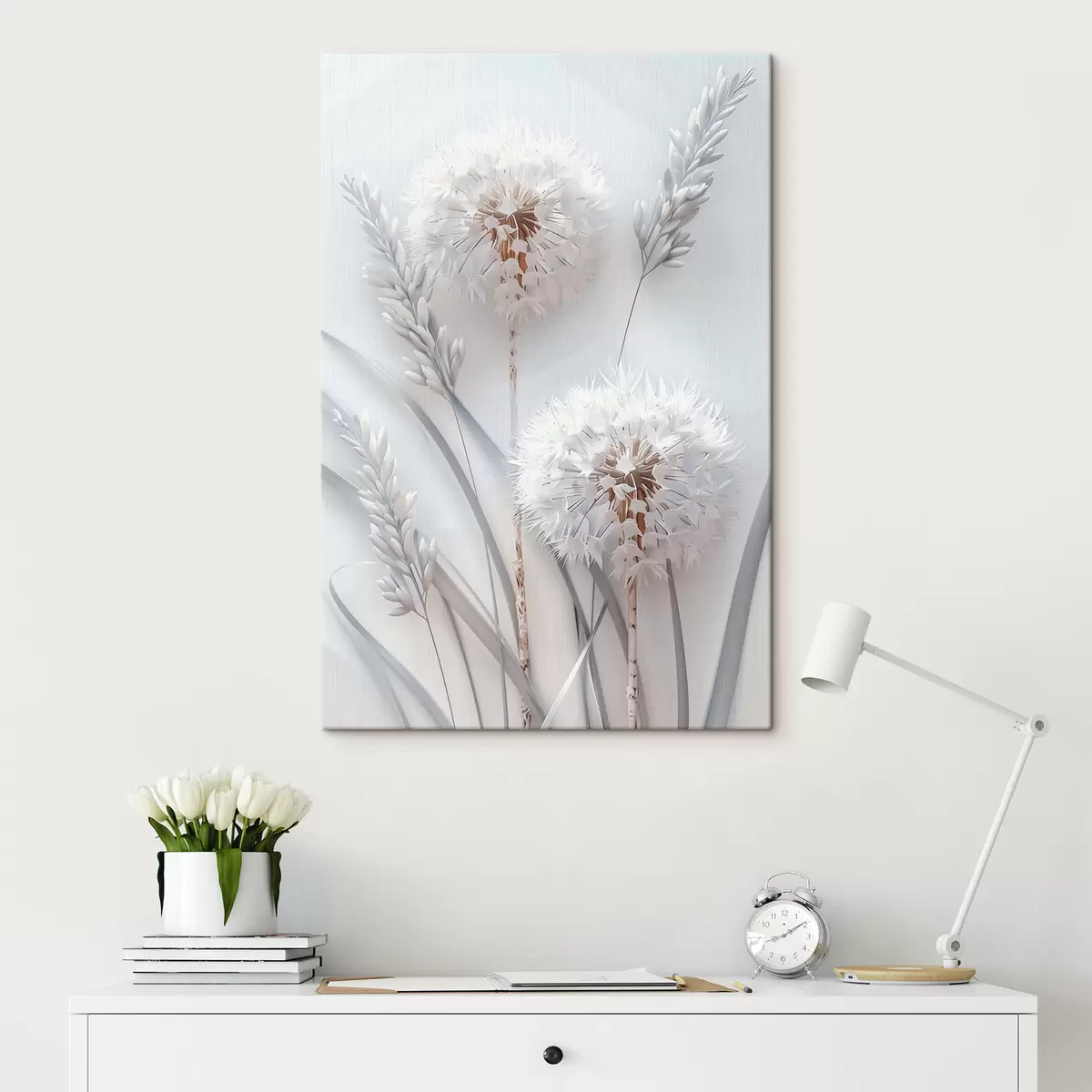 Wandbilder Löwenzahn auf hellem Hintergrund s39787